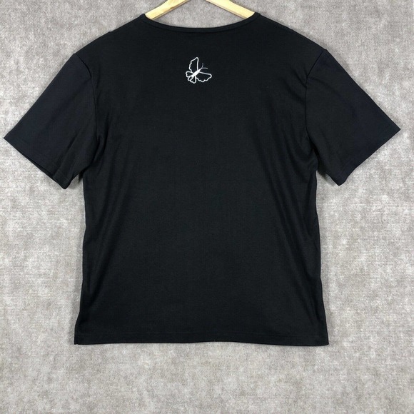 Vintage Cat Shirt Womens Large Embroidered Abstract Geometric Black HMJ Resort - Picture 9 of 10